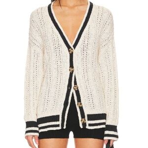 Sanctuary Sport Stripe Cardi Sweater In Eco Natural Size Extra Small XS